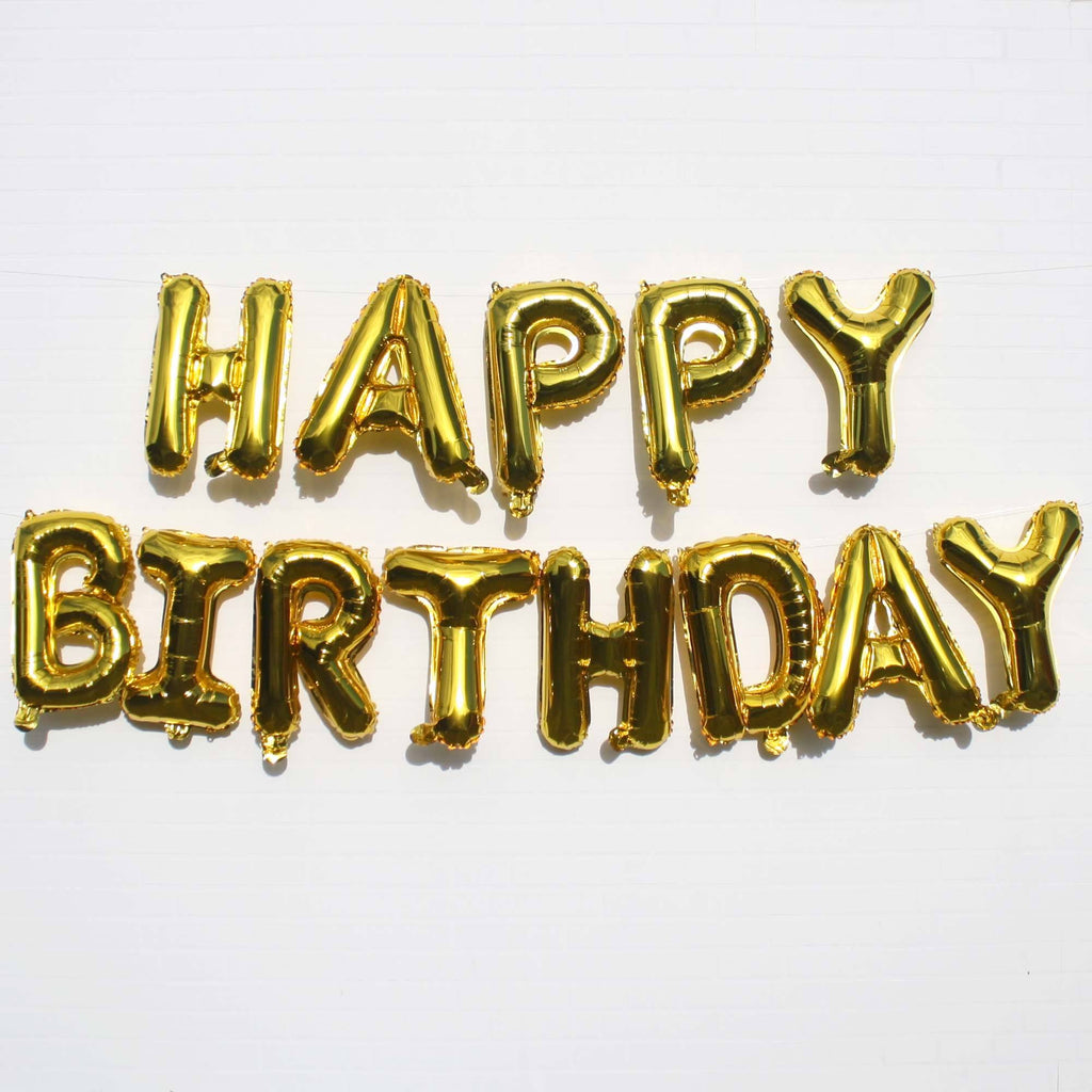 Gold Happy Birthday Balloons NZ