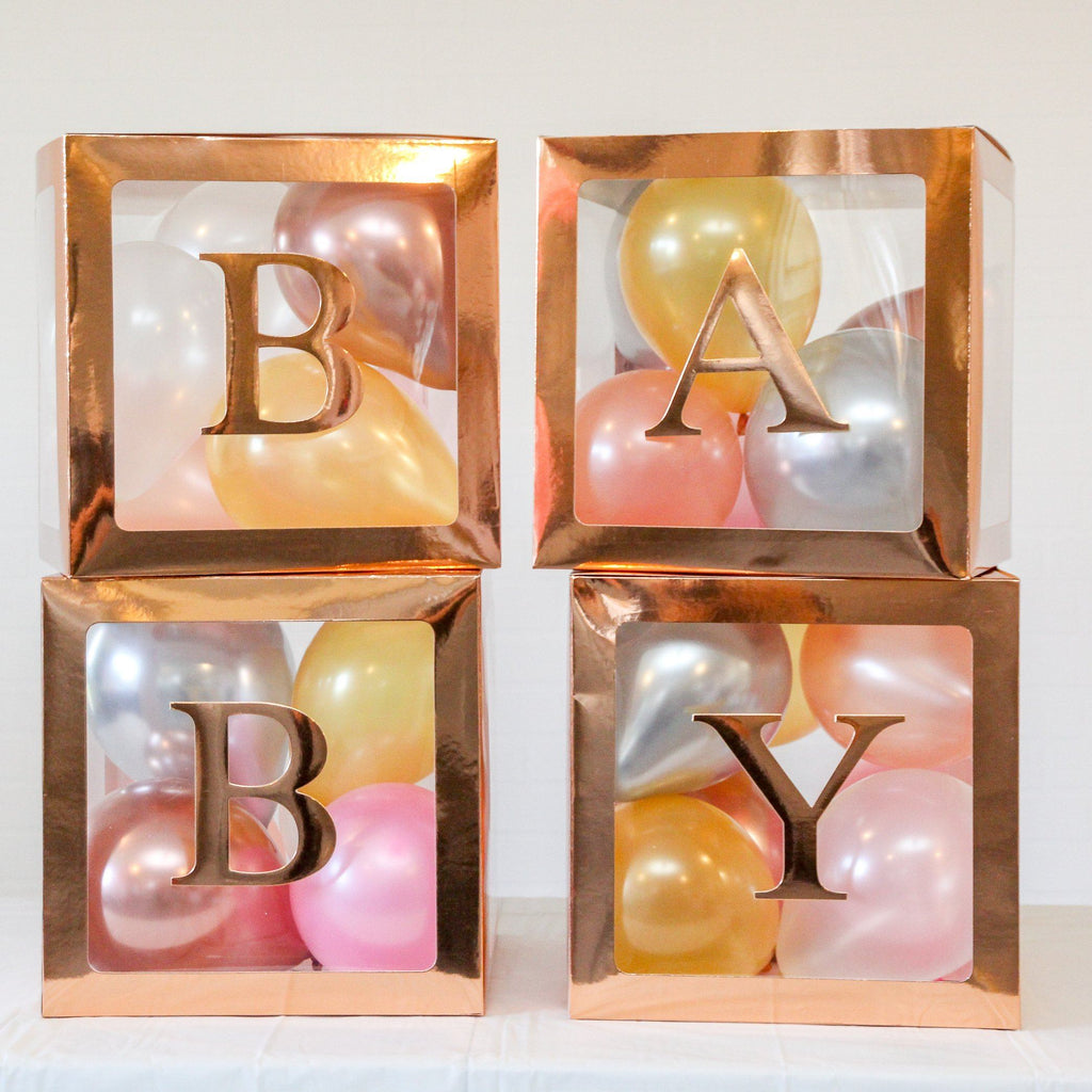 Baby Boxes Baby Shower Balloon Box Rose Gold Lively & Co 