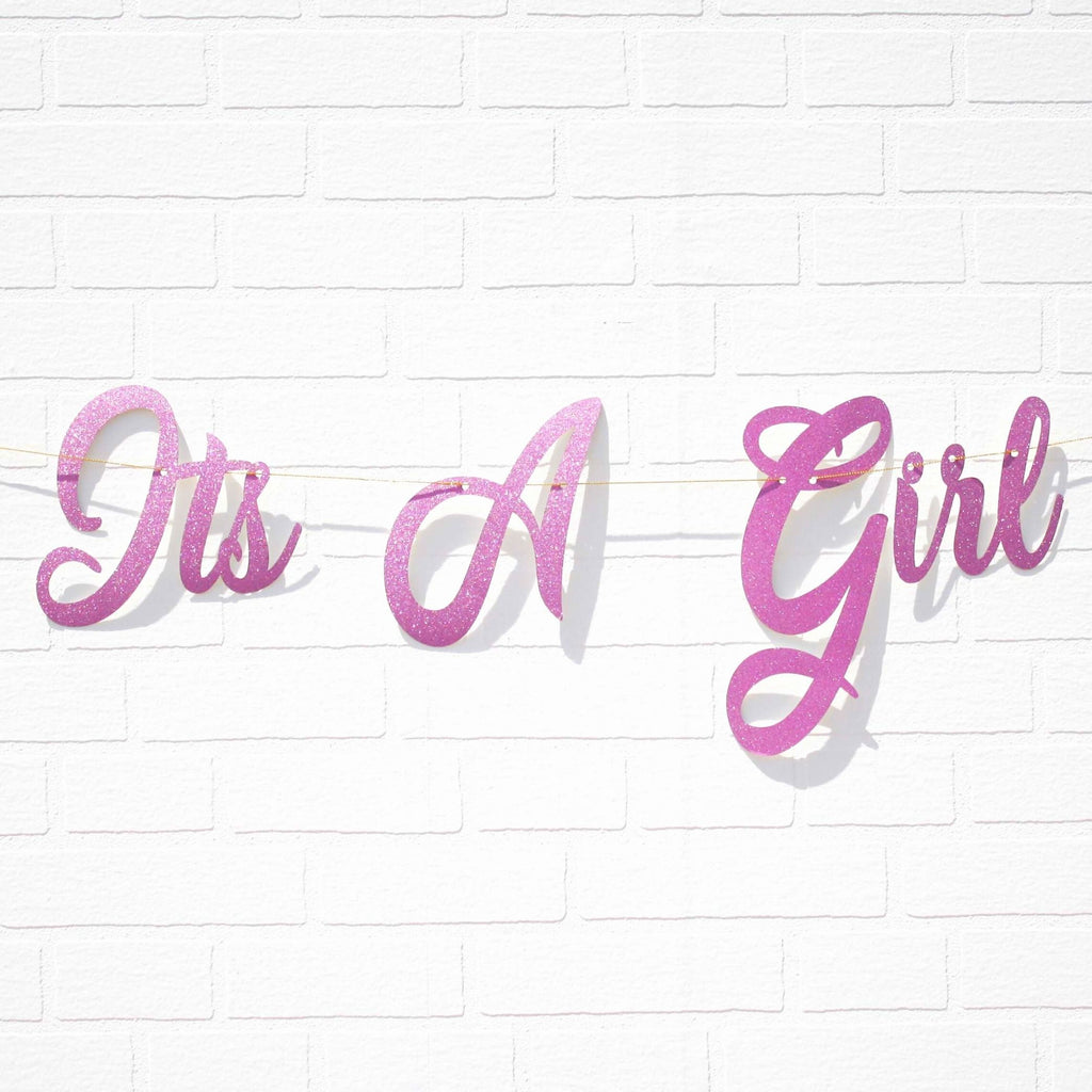 It's A Girl Pink Glitter Banner Lively & Co 