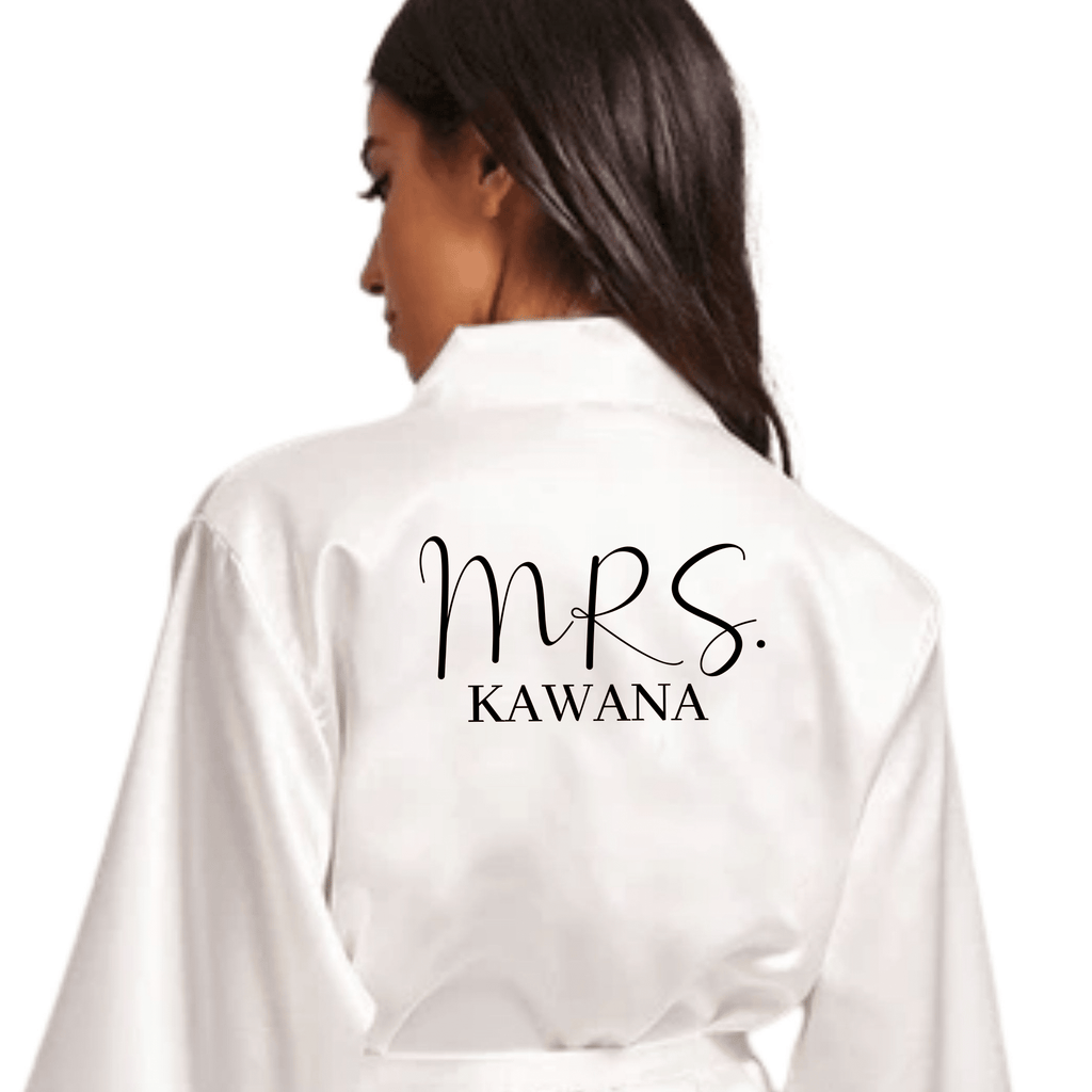 Personalised MRS. White Satin Robe NEW Lively & Co 