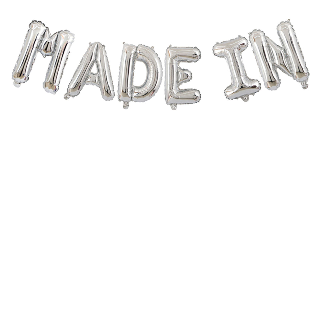 "MADE IN" Foil Balloon Set Silver Lively & Co 