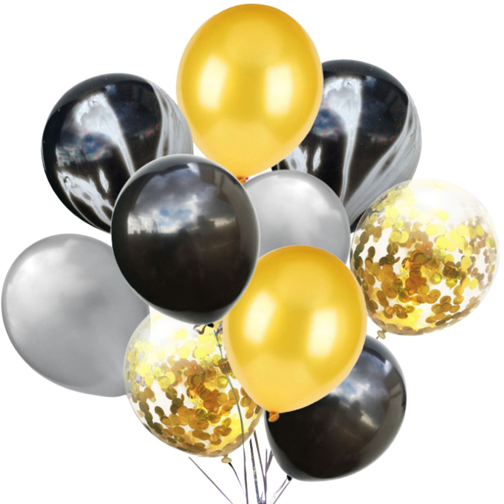 Gold, Black, Silver & Black Marble Magic Balloon Pack Lively & Co