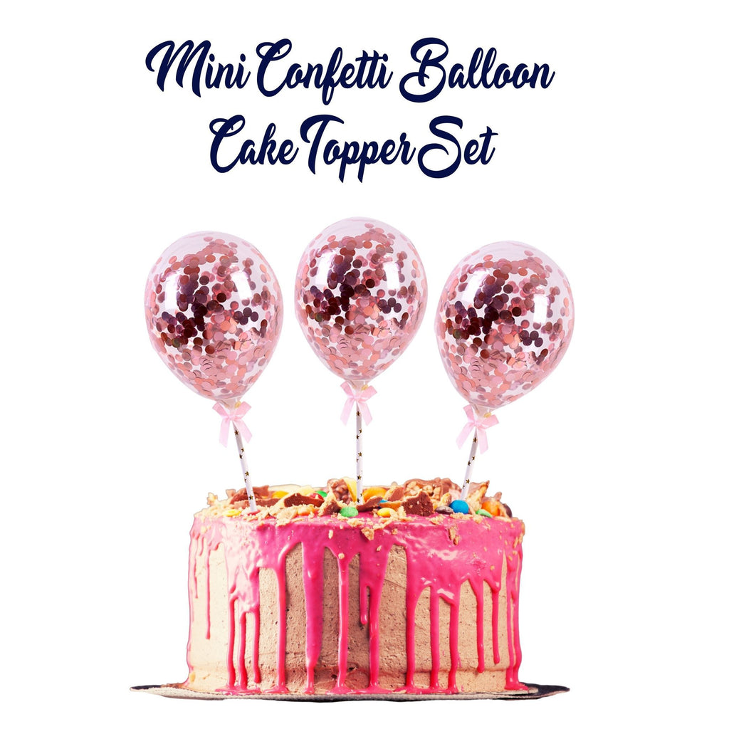 Mini Confetti Balloon Cake Topper Set