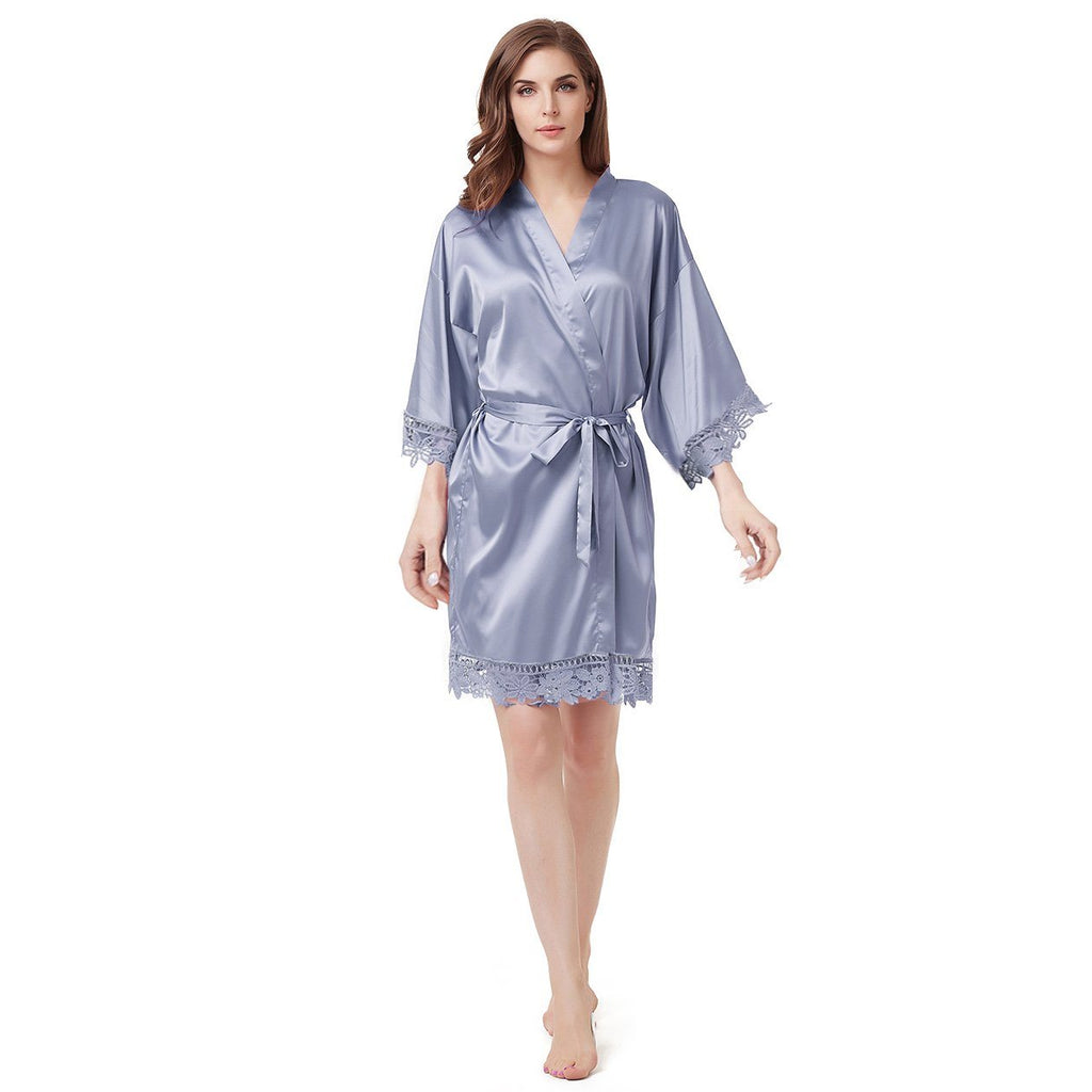 Bridesmaid Robes - Dusty Blue with lace Lively & Co