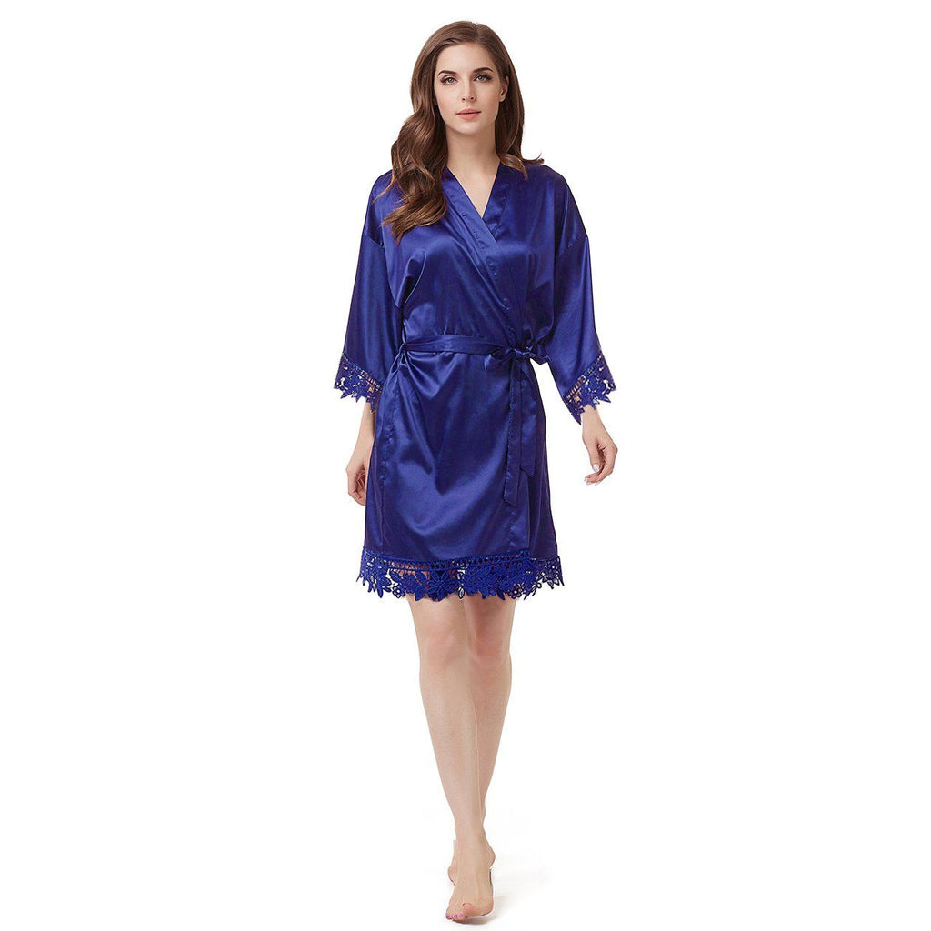 Bridesmaid Robes - Royal Blue with lace Lively & Co