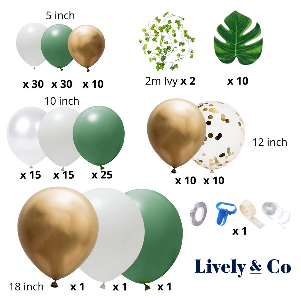 Olive Green, White & Gold DIY Balloon Garland