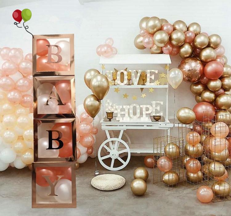 Individual Baby Shower Balloon Box Rose Gold Lively & Co 