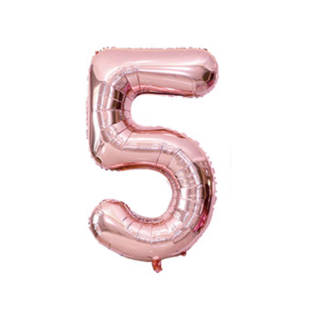 1 Metre High Rose Gold Number Balloons Lively & Co Number 5 