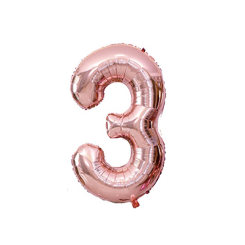 1 Metre High Rose Gold Number Balloons Lively & Co Number 3 