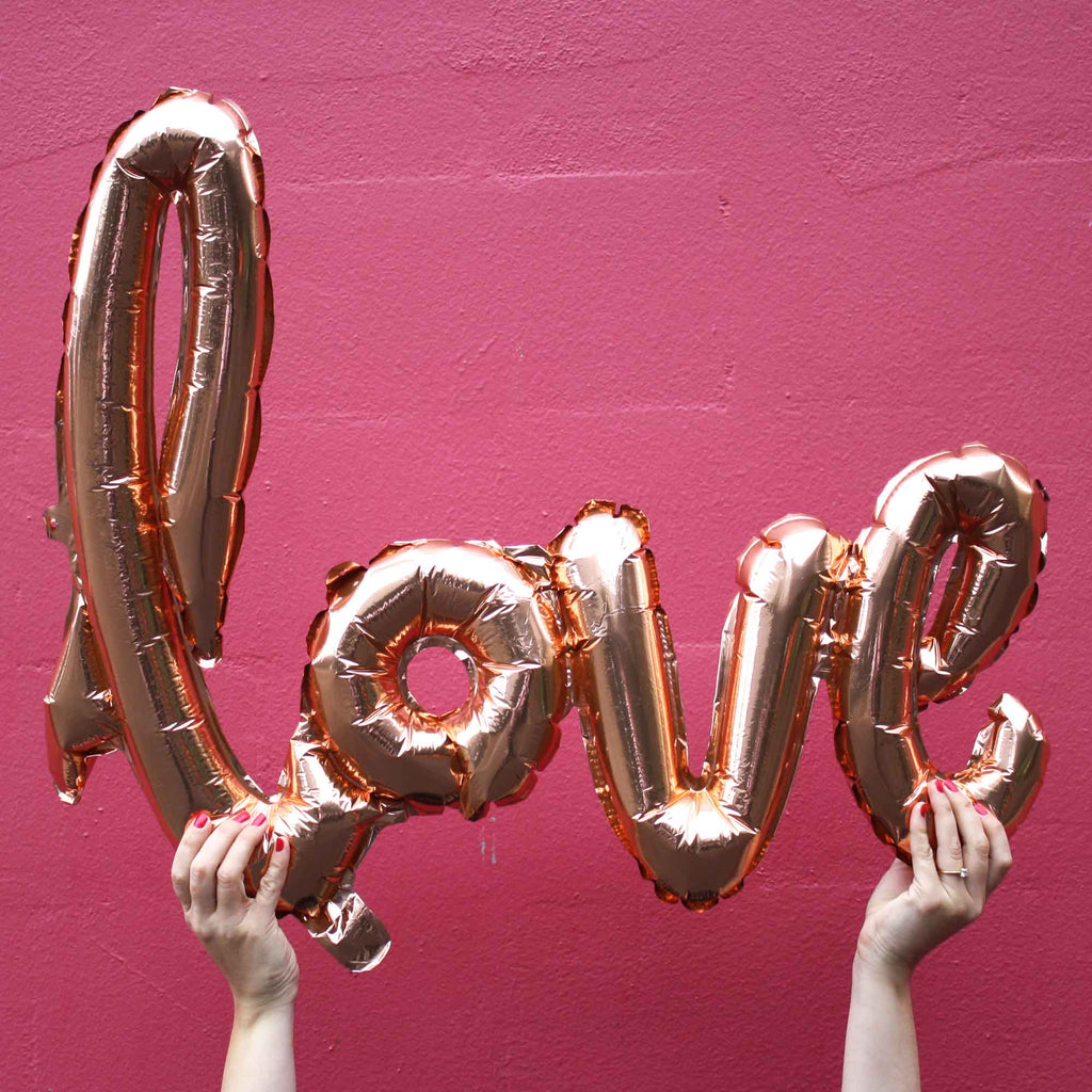 rose gold love balloons script