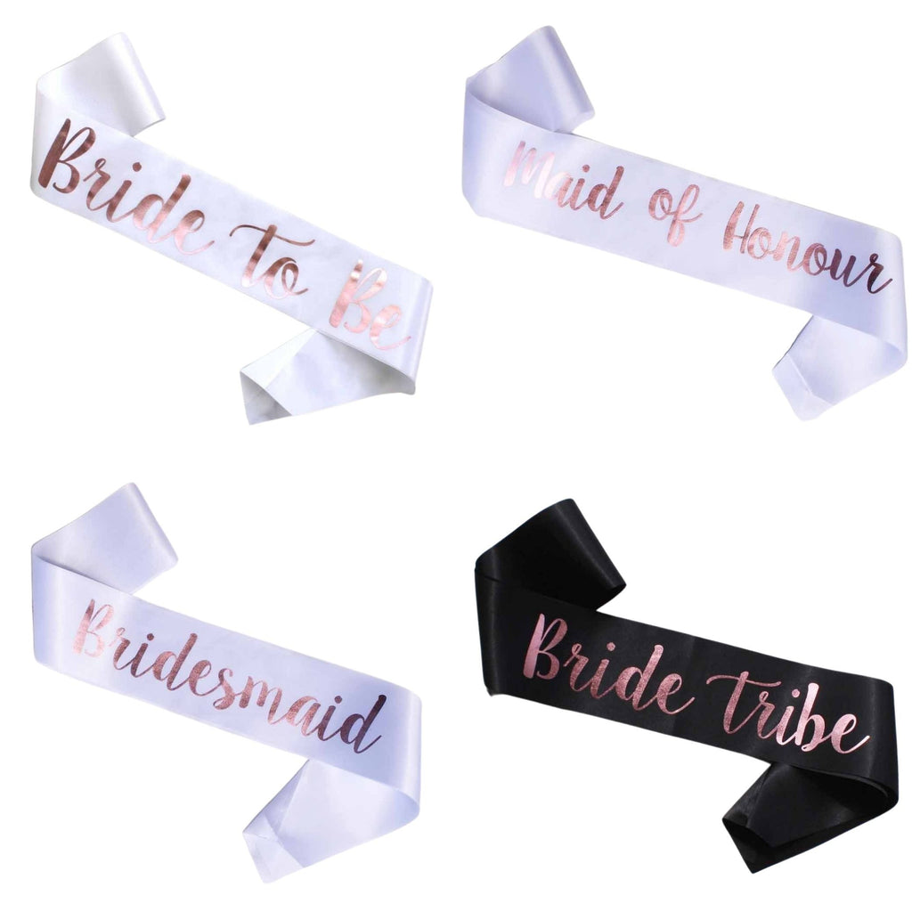 Rose Gold and White Hens Party Sashes