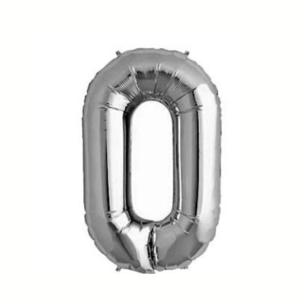 1 Metre High Silver Number Balloons Lively & Co Number 0 
