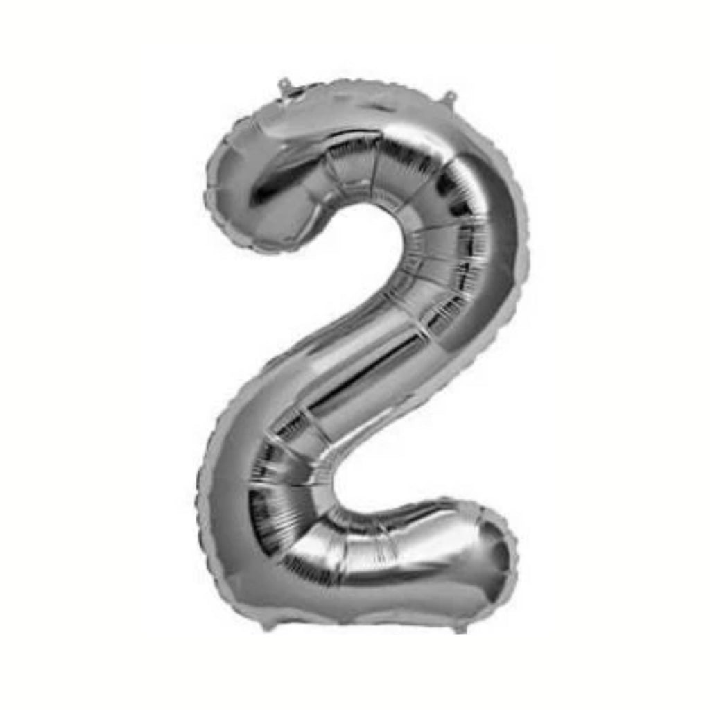 1 Metre High Silver Number Balloons Lively & Co Number 2 