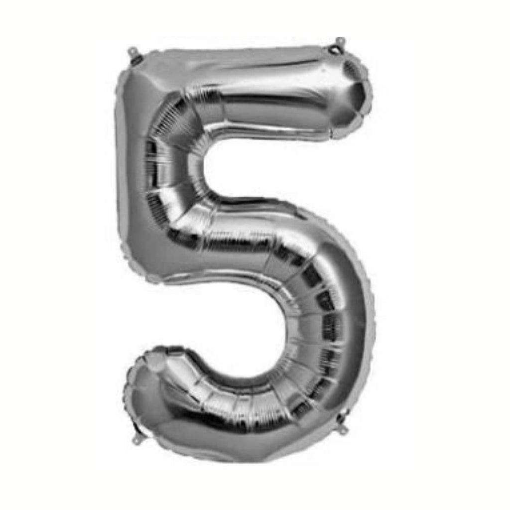 1 Metre High Silver Number Balloons Lively & Co Number 5 