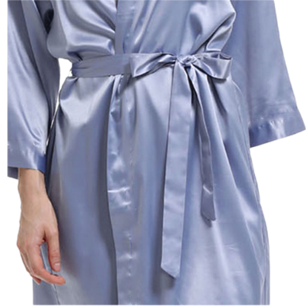 Stunning Satin Robe - dusky blue at Lively & Co