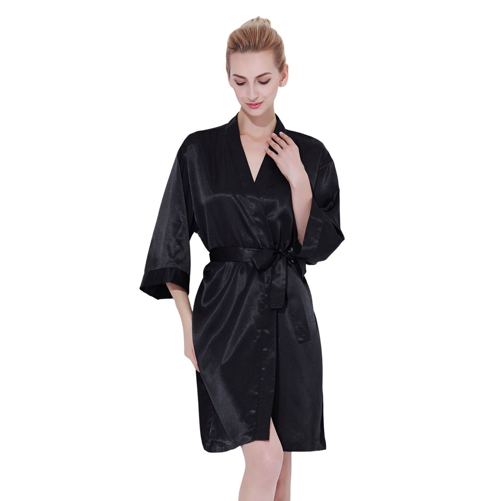 Stunning Satin Bridal Robe - Black | Personalised or Plain | Lively & Co