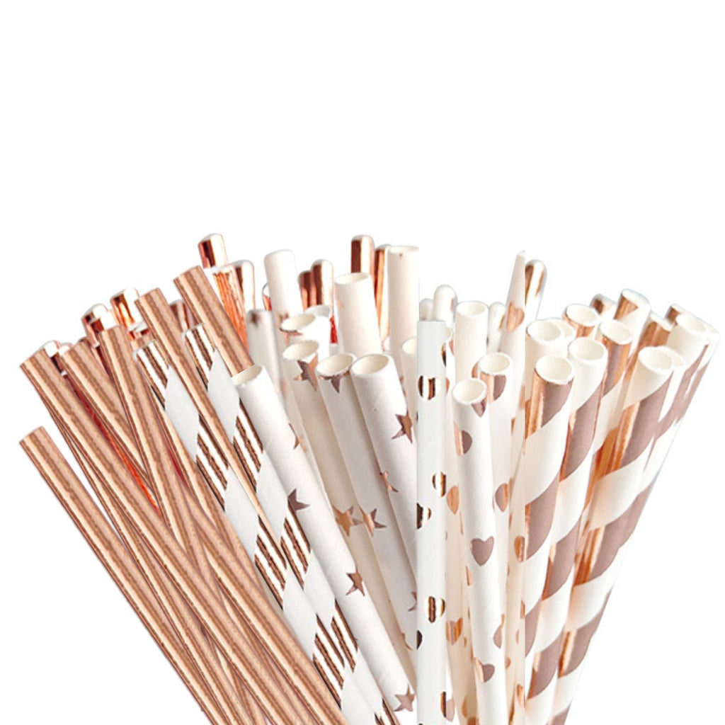 Paper Party Straws Rose Gold mulit