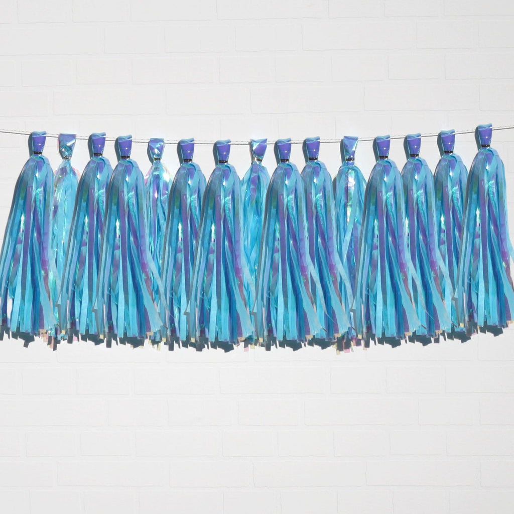 Holographic Blue Tassel Garland Set 15 Piece Lively & Co 