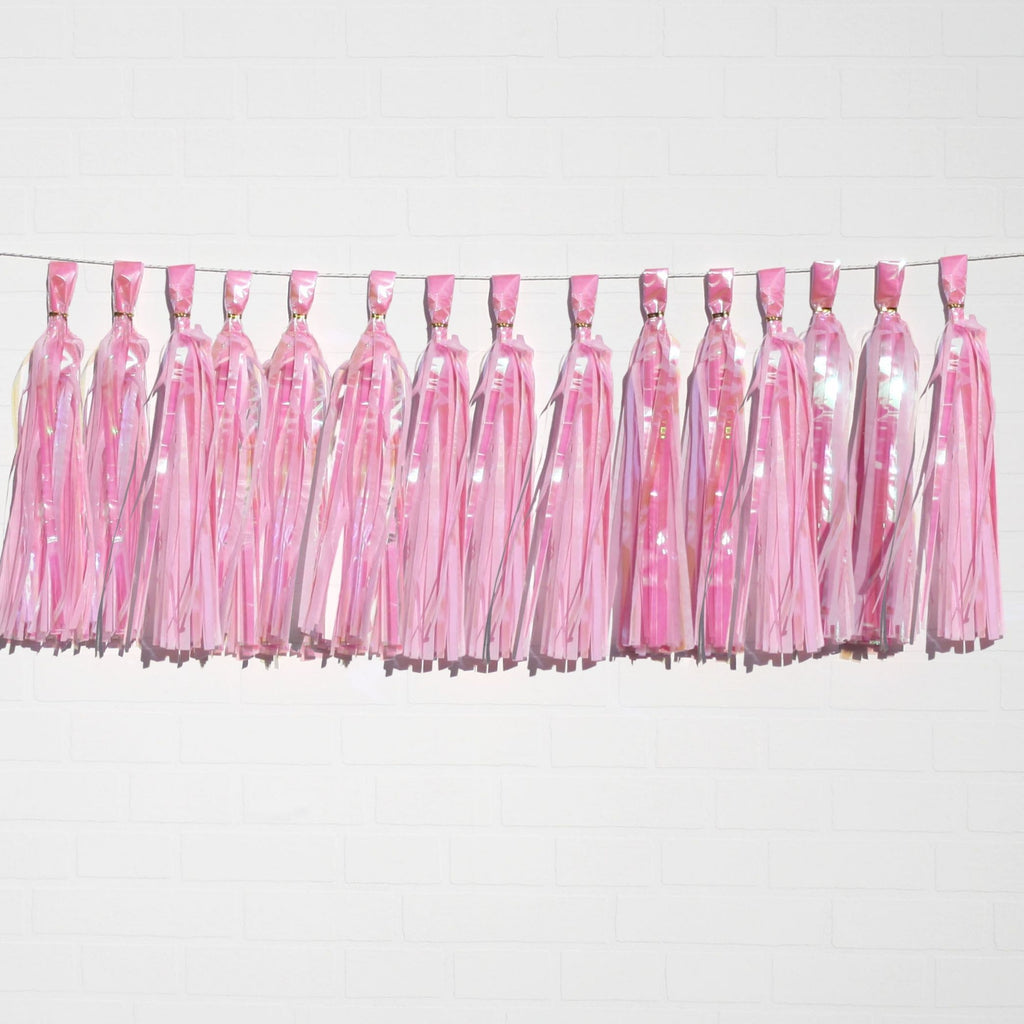 Holographic Pink Tassel Garland Set 15 Piece Lively & Co 