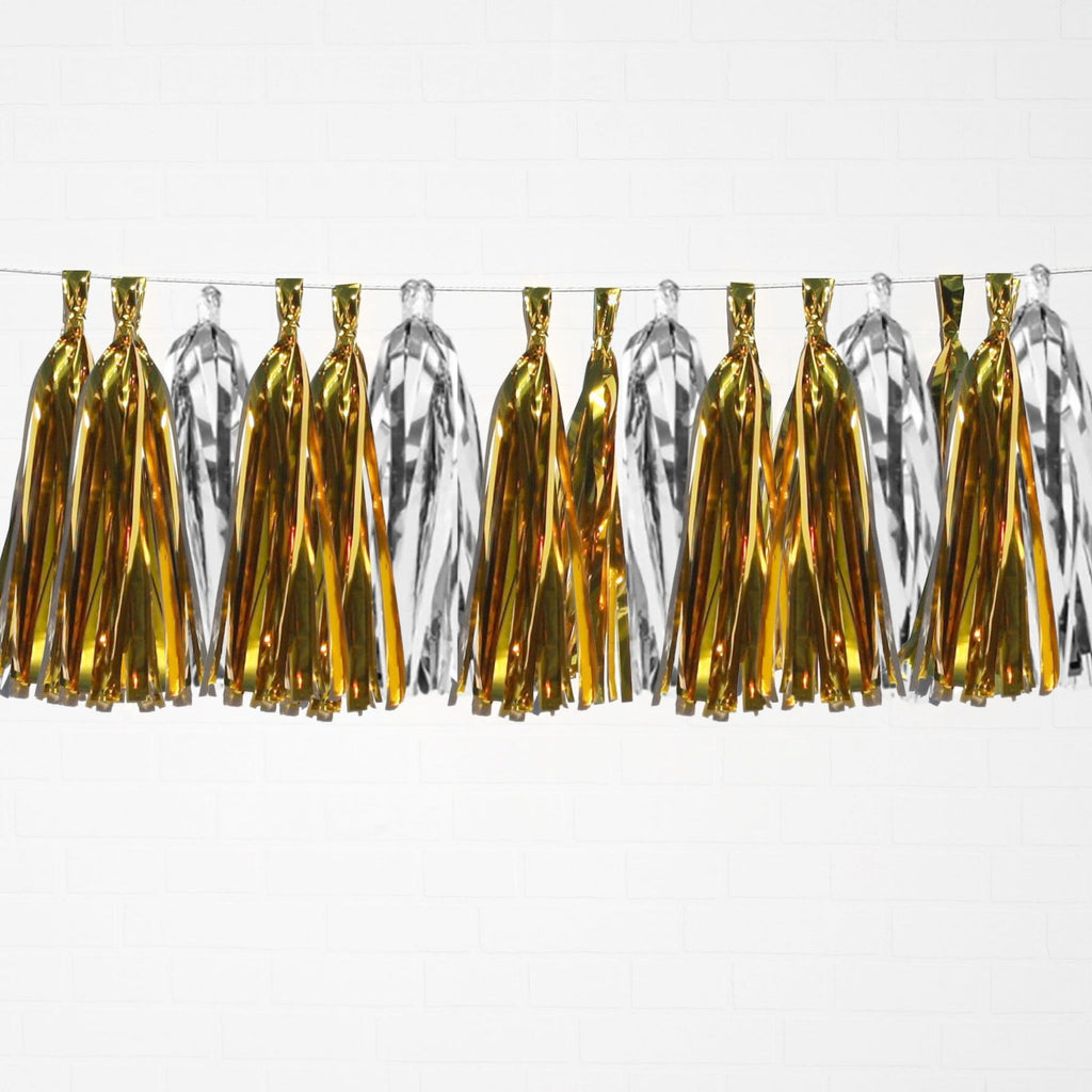 Metallic Gold & Metallic Silver Tassel Garland Set 15 Piece Lively & Co 