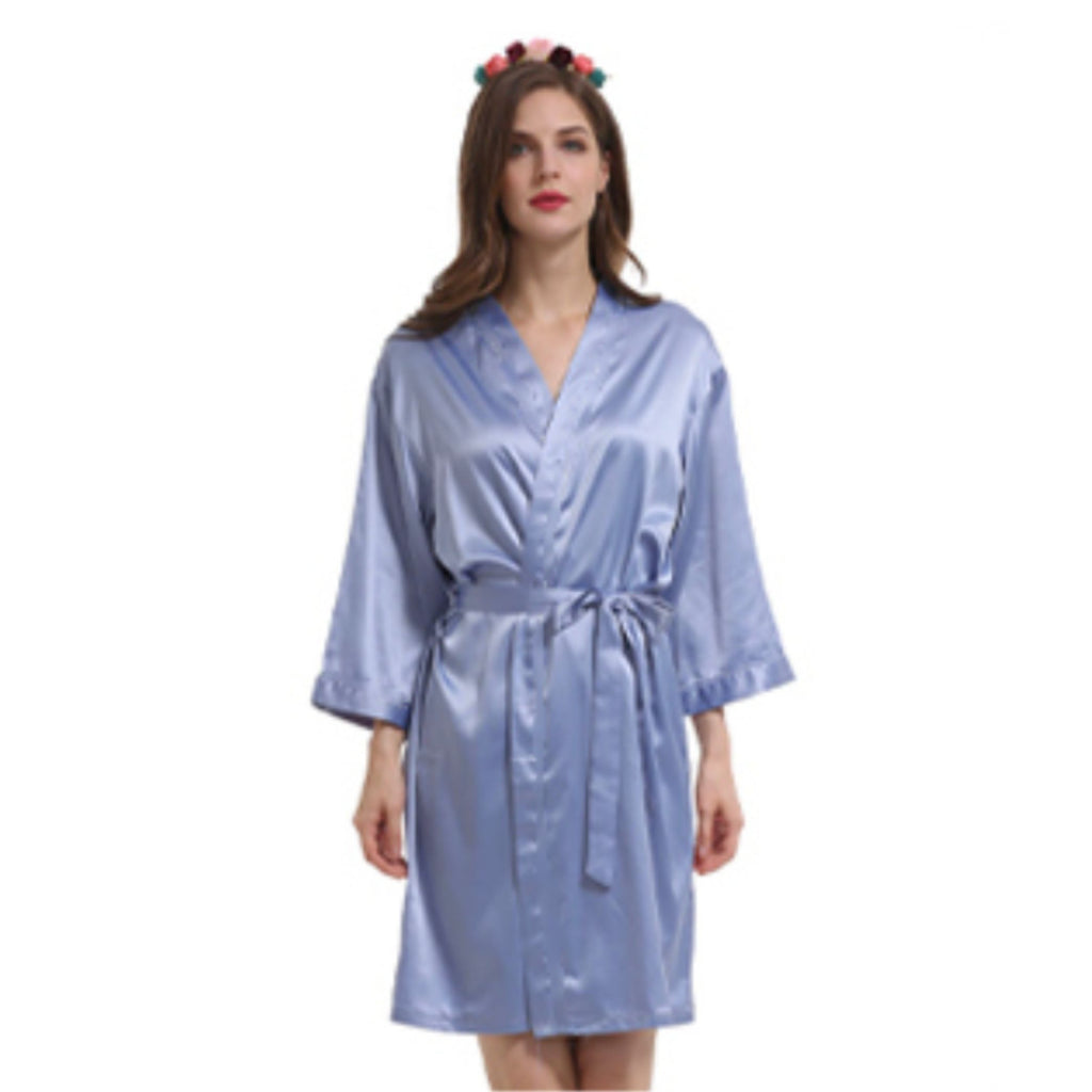 Stunning Satin Robe - dusky blue at Lively & Co