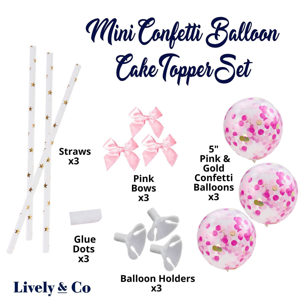 Mini Confetti Balloon Cake Topper Set