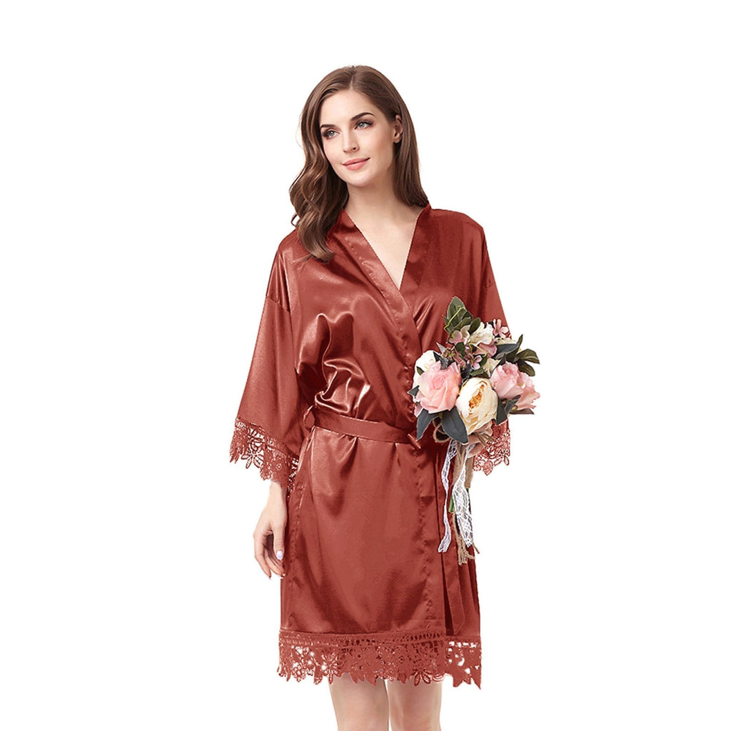 Bridesmaid Robes - Dusty Rose with lace Lively & Co