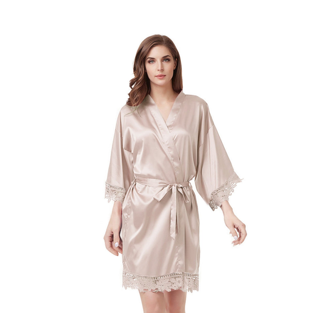 Bridesmaid Robes - Dusty Rose with lace Lively & Co