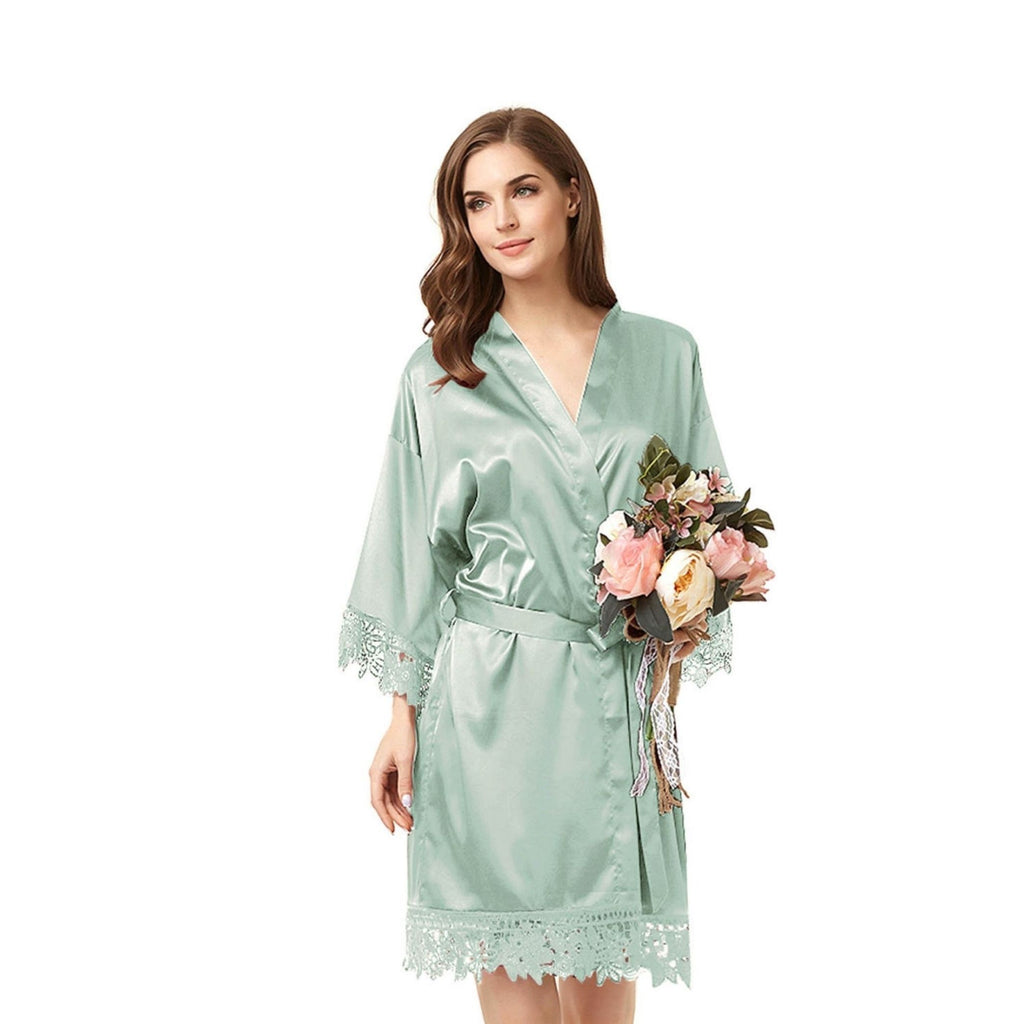 Bridesmaid Robes - Dusty Rose with lace Lively & Co