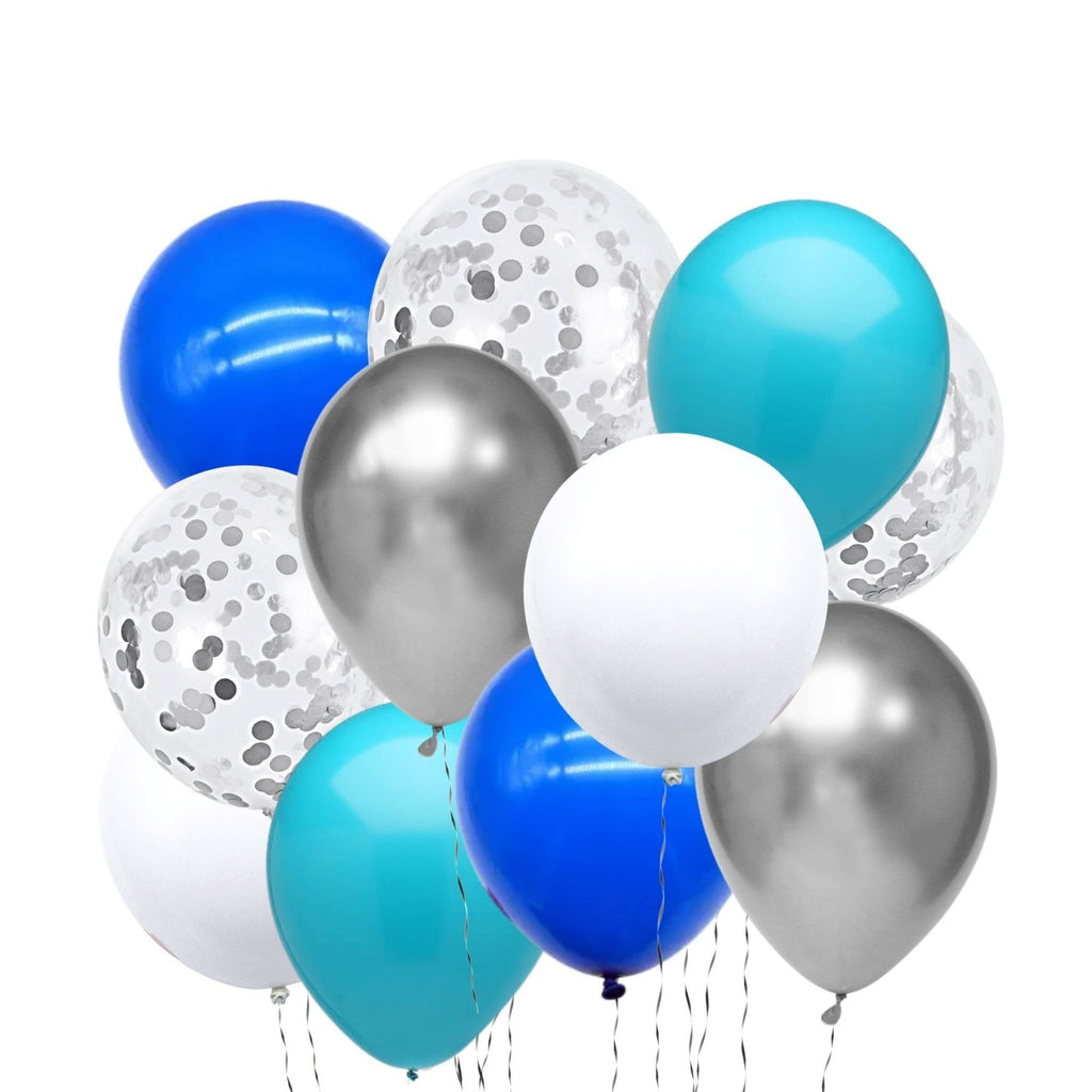 Blue and Silver Balloon Pack for baby shower