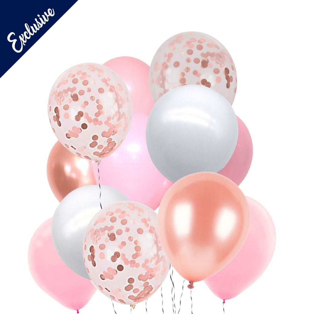 Rose Gold and pink balloon pack NZ, Lively & Co