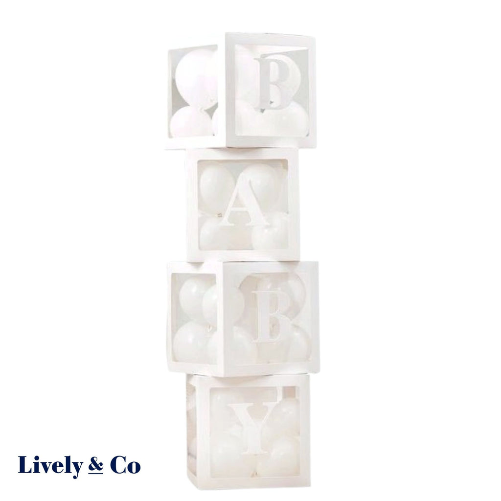 Baby Boxes Baby Shower Balloon Box & White Balloons Set NEW Lively & Co 