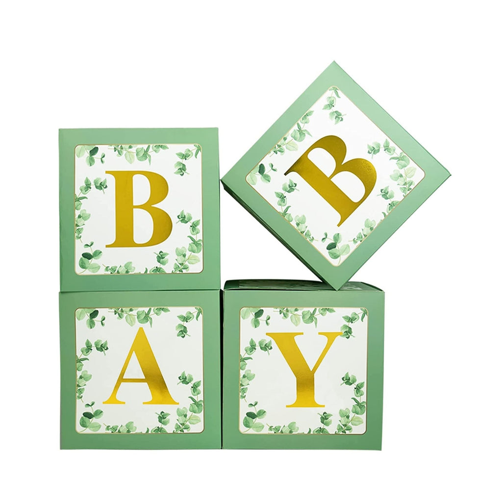 Sage Green Baby Box Baby Shower with gold letters NZ