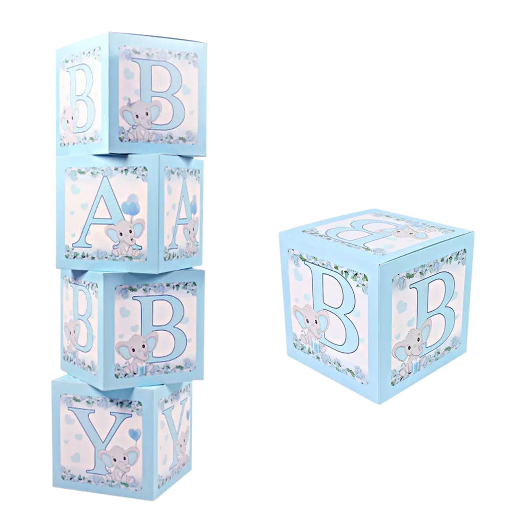 Baby blue baby boxes with grey elephant NZ Baby Shower