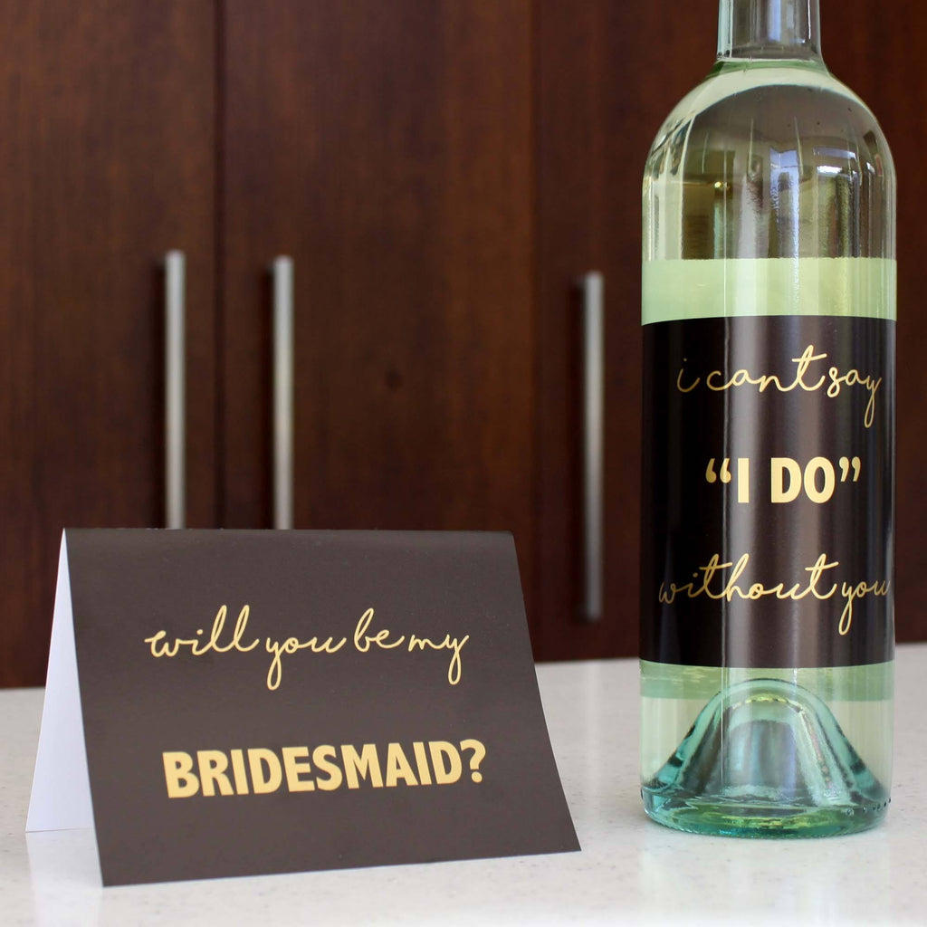 Bridesmaid Proposal card and wine bottle
