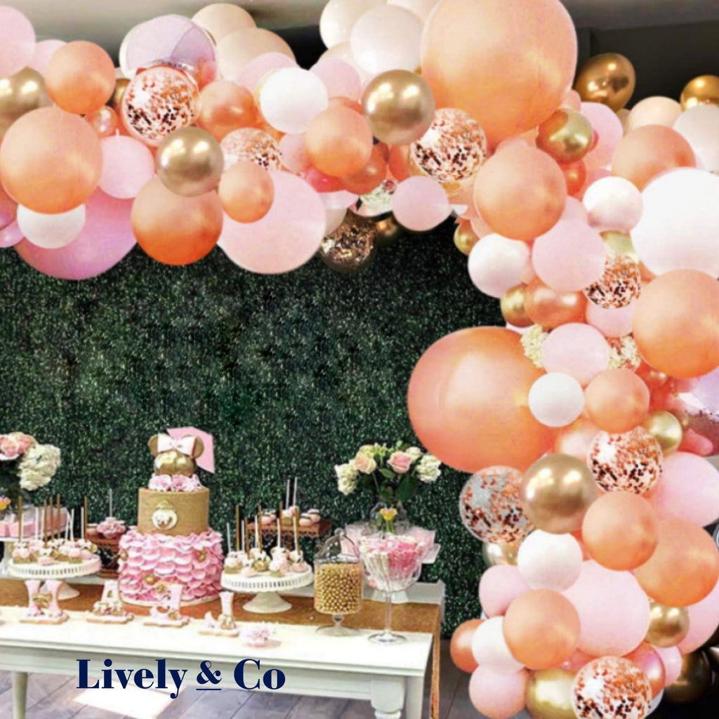 Balloon DIY Mega Garland - Rose Gold, Pale Pink, Gold & White 151 pcs Lively & Co 