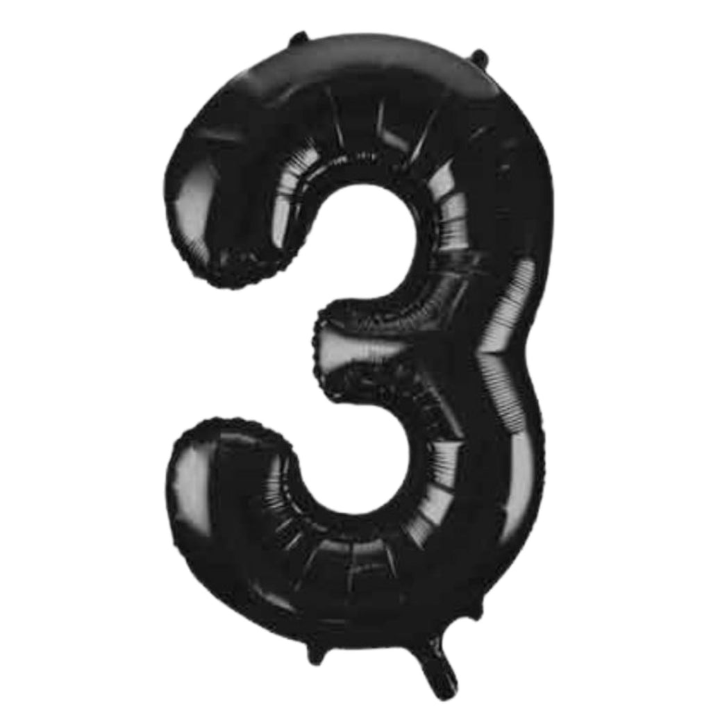 1 Metre High Black Number Balloons Lively & Co Number 3