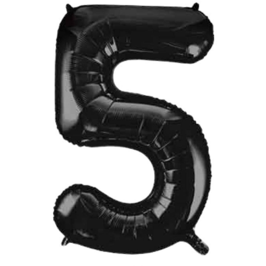 1 Metre High Black Number Balloons Lively & Co Number 5