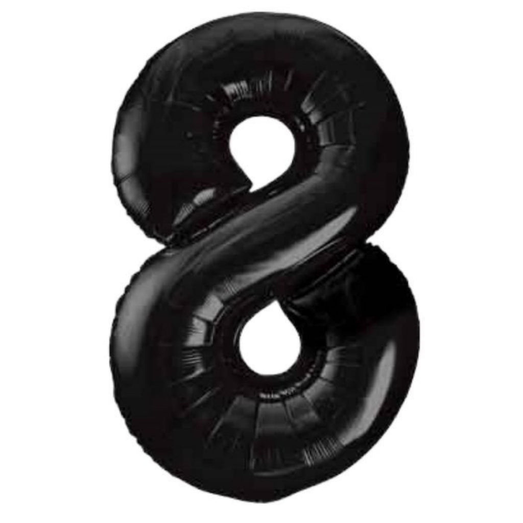 1 Metre High Black Number Balloons Lively & Co Number 8