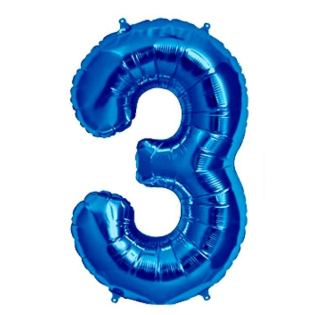 1 Metre High Blue Number Balloons Lively & Co Number 3
