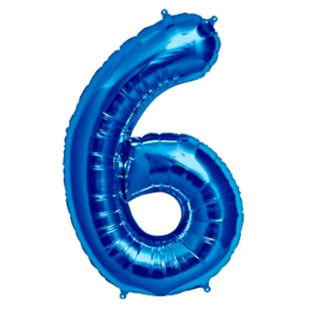 1 Metre High Blue Number Balloons Lively & Co Number 6