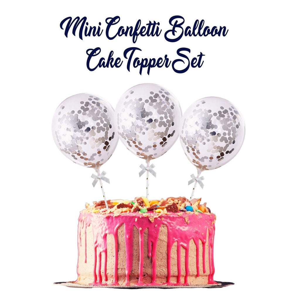 Mini Confetti Balloon Cake Topper Set