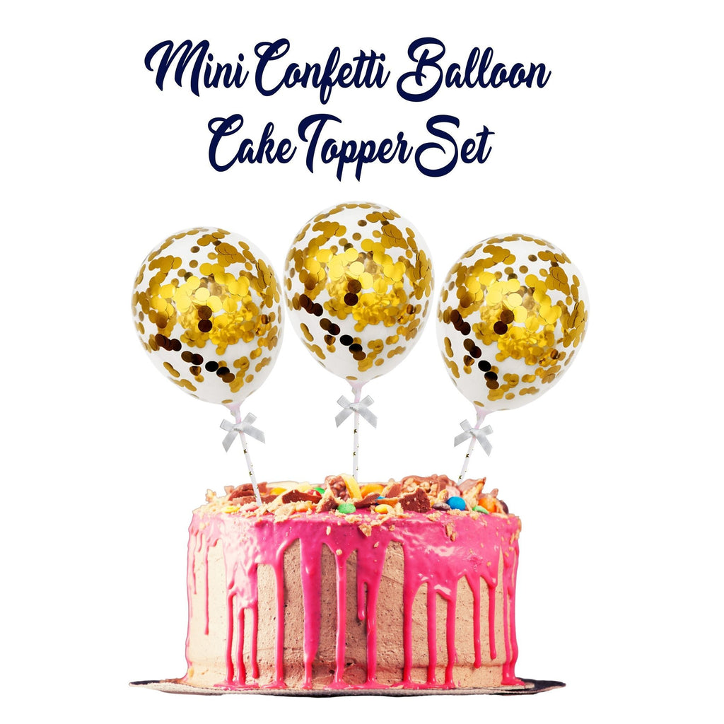 Mini Confetti Balloon Cake Topper Set