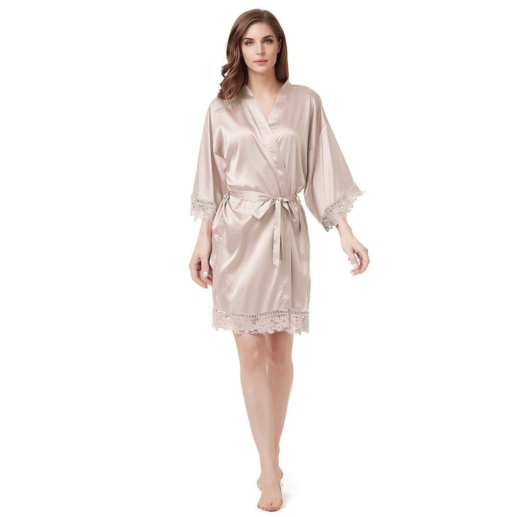 Bridesmaid Robes - Champagne with lace Lively & Co