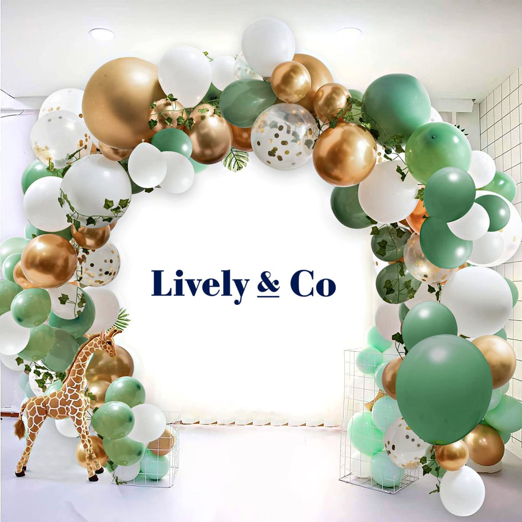 Olive Green, White & Gold DIY Balloon Garland 