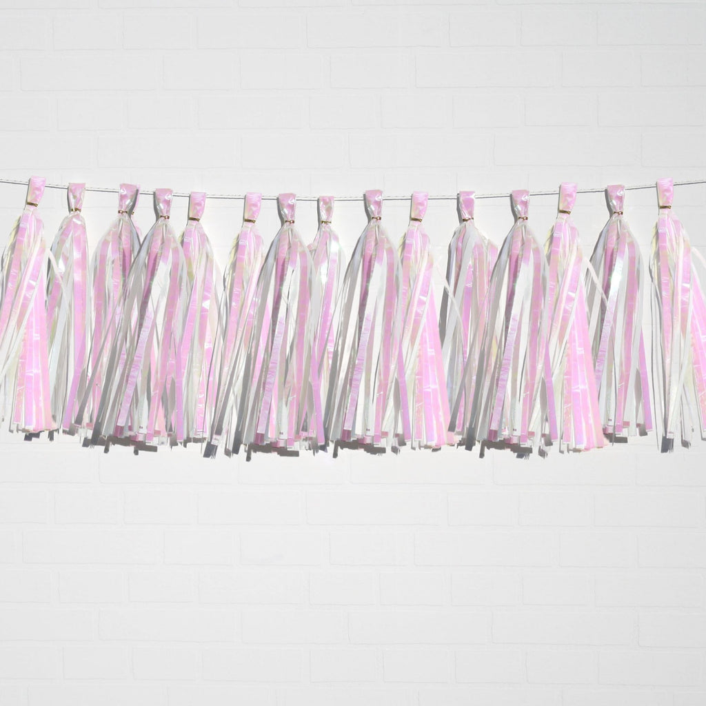 Holographic White Tassel Garland Set 15 Piece Lively & Co 