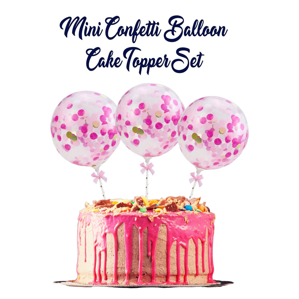 Mini Confetti Balloon Cake Topper Set